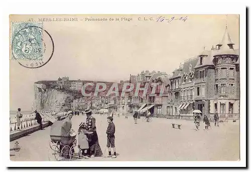 Mers les Bains Cartes postales Promenade de la plage (poussette landeau) (animee)