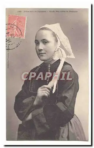 Cartes postales Jeune fille de Guemene Etudes des coiffes de Bretagne