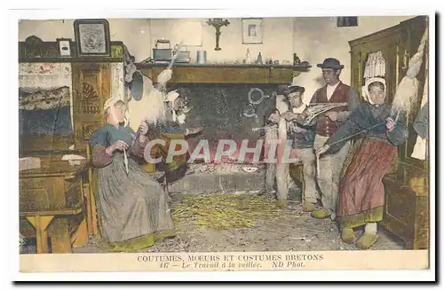 Coutumes moeurs et costumes bretons Cartes postales Le travail a la veillee (fileuses) TOP