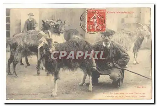 Types meridionaux Cartes postales Le chevrier et son troupeau TOP (chevre goat)
