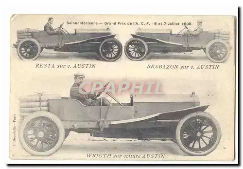 Grand prix de l�AcF 1907 Circuit de la Seine Inferieure Resta sur Austin Brabazon et Wright