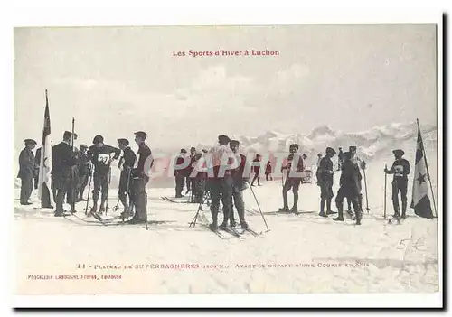 Les sports d&#39hiver a Luchon Ansichtskarte AK Plateau de Superbagneres (1800m) Avant le depart d&#39une course