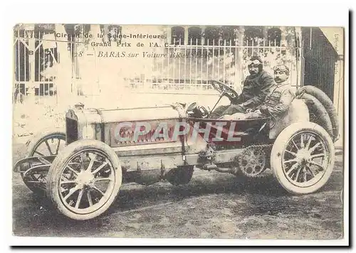 Circuit de la Seine Inferieure Cartes postales Grand prix de l&#39AcF Baras sur voiture Brasier