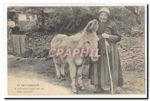 Creuse Au pays creusois Cartes postales Y aime mieux moun ane que moun houmme (ane donkey) TOP