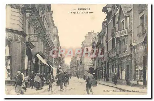 Rennes Cartes postales La rue d'Antrain (animee)