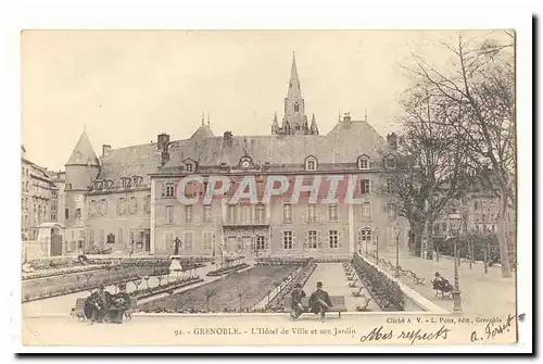 Grenoble Cartes postales L&#39hotel de ville et son jardin