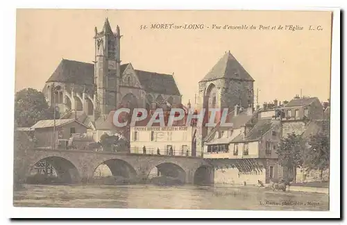 Moret sur Long Cartes postales Vue d&#39ensemble du pont et de l&#39eglise