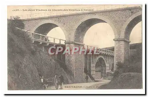 Bretagne Cartes postales Les deux viaducs du chemin des courses a Cesson (charette ane)