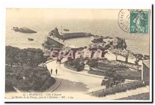 Biarriitz Ansichtskarte AK Cote d&#39argent Le rocher de la Vierge pris de l&#39Attaye