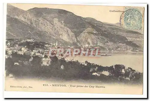 Menton Cartes postales Vue prise du CAp Martin