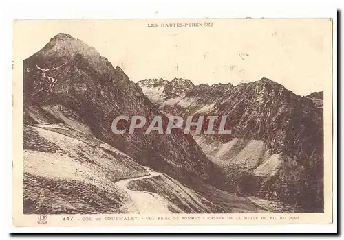 Ansichtskarte AK Col du Tourmalet Vue prise du sommet Entree de la route du pic du Midi