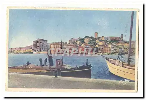 Cannes Cartes postales vue sur le suquet (bateau)