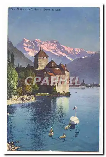 Cartes postales Chateau de Chillon et dents du Midi