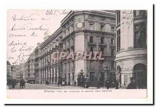 Paris (1er) Cartes postales Rue du Louvre et Hotel des Postes