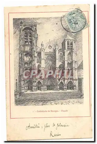 Bourges Cartes postales Cathedrale Facade