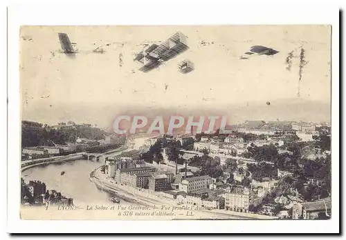 Lyon Ansichtskarte AK La Saone et vue generale Vue prise de l&#39ascenseur a 376 metres d&#39altitude (avions)