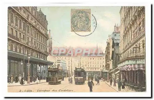 Lyon Cartes postales Carrefour des cordeliers (tres animee) (tramways)