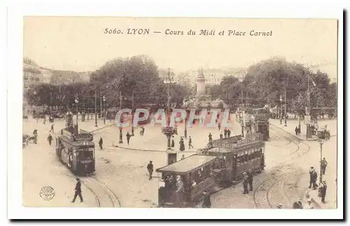 Lyon Cartes postales Cours du midi et place Carnot (tramways tres animee)