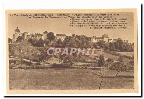 Vue generale de Perouges Cartes postales Cote ouest L&#39eglise fortifiee et la porte d&#39en haut