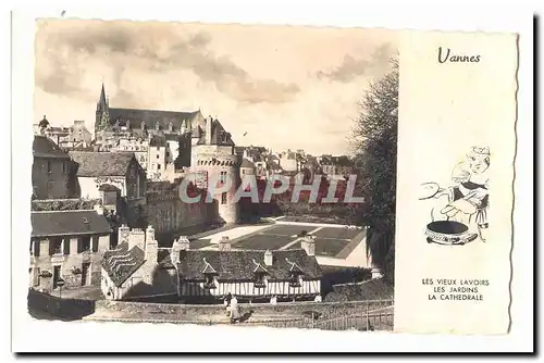 Vannes Cartes postales moderne Les vieux lavoirs les jardins la cathedrale