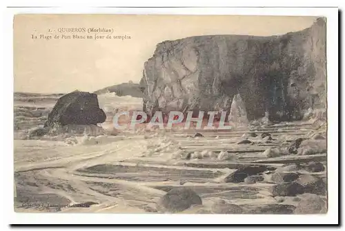 Quiberon Ansichtskarte AK La plage de Port Blanc un jour de tempete