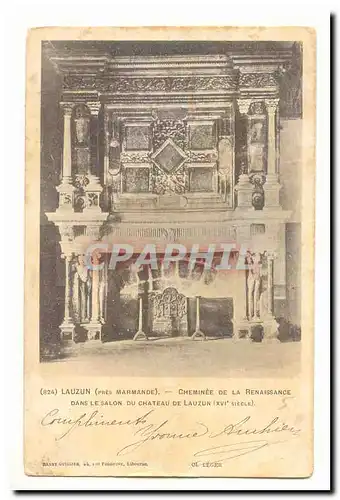 Lauzun Cartes postales Cheminee de la Renaissance dans le salon du chateau de Lauzun (16eme)
