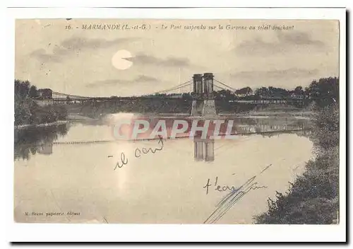 Marmande Cartes postales Le pont suspendu sur la garonne au soleil couchant