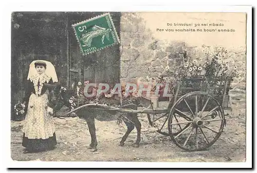 Cartes postales Do limousi yo sai ribado Per vou souhaita no boun annado (ane donkey) TOP