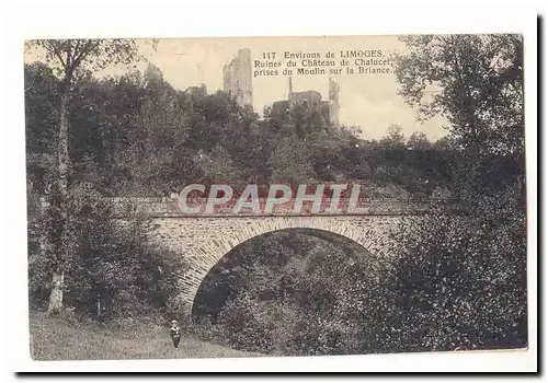 Environs de Limoges Ansichtskarte AK Ruines du chateau de Chalucet prises du moulin sur la Briance