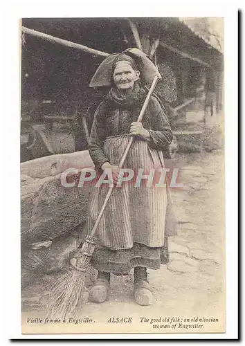 Engwiller (Alsace) Cartes postales Vieille femme TOP balayeuse