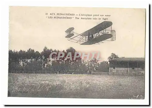 Wright Cartes postales Aux Hunandieres L&#39aeroplane prend son essor (aviation)