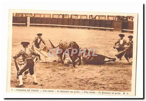 Corrida de Toros Cartes postales Une chute Le matador au quite Una Caida El matador al quite