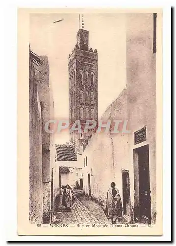 Maroc Meknes Cartes postales Rue et mosquee Djama Zitouna