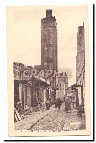 Maroc Meknes Cartes postales Rue et mosquee Sebarine