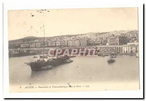 Algerie Alger Ansichtskarte AK panorama et transatlantique dans le port (bateau)