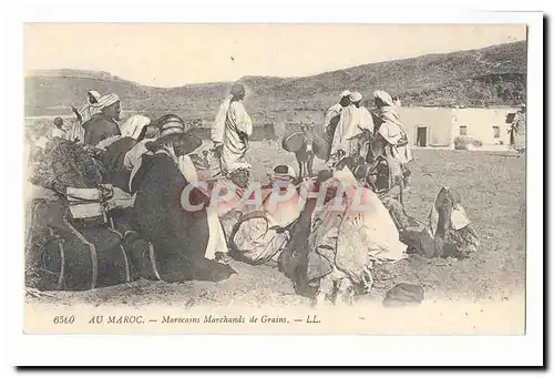 Maroc Cartes postales Marocains marchands de grains (ane donkey)