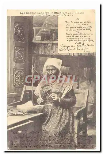 Les chansons de Borel illustreees Cartes postales Le voeu a Saint Yves (sabotiere metier)