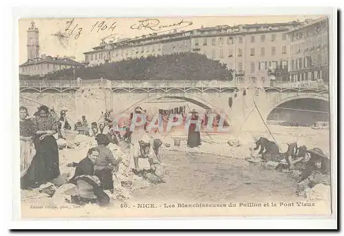 Nice Cartes postales Les blanchisseuses du Paillon et le pont vieux