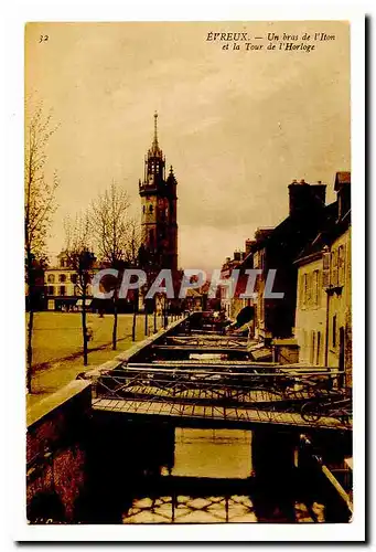 Evreux Cartes postales un bras de l'Iton et la tour de l'horloge