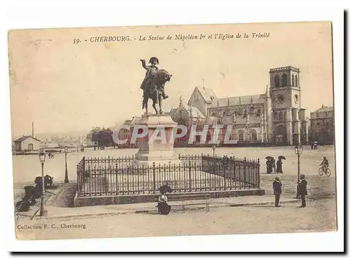 Cherbourg Ansichtskarte AK La statue de Napoleon 1er et l&#39eglise de la Trinite