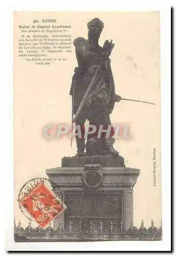 Nantes Ansichtskarte AK Statue du general Cambronne des armees de Napoleon 1er