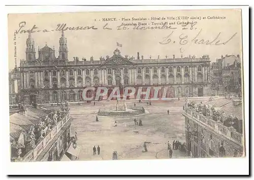 Nancy Cartes postales Place Stanislas Hotel de ville (18eme) et cathedrale