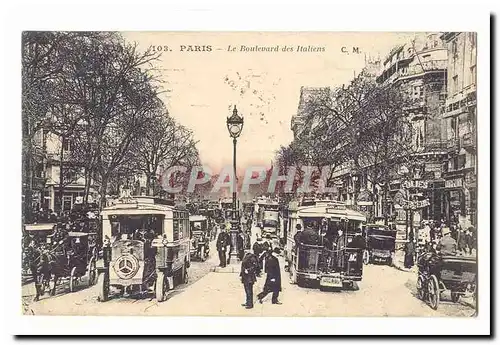 Paris (9eme) Ansichtskarte AK Le boulevard des Italiens (tramways bus)