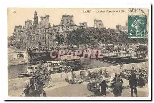 Paris (1er) Ansichtskarte AK Le pont d&#39Arcole et l&#39hotel de ville (marche aux fleurs) TOP