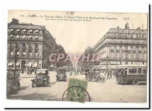 Paris (9eme) Cartes postales La place de l&#39opera le Grand Hotel e tle boulevard des CApucines