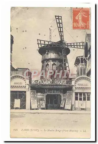 Paris (18eme) Moderne Karte Le moulin Rouge (place Blanche)