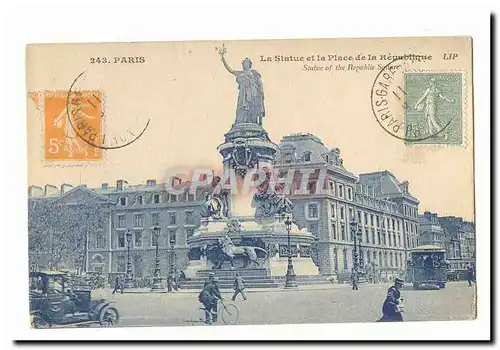 Paris (3eme) Cartes postales La statue et la place de la republique (lion)