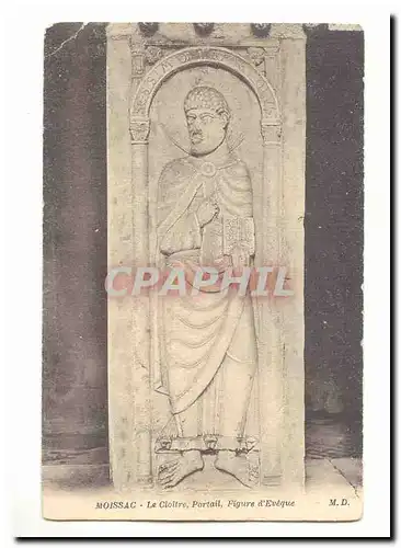 Moissac Cartes postales Le cloitre portail figure d'Eveque