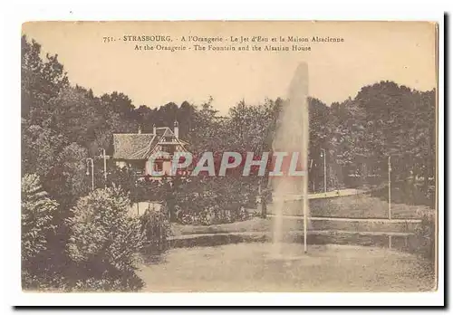 Strasbourg Cartes postales A l&#39orangerie Le jet d&#39eau et la maison alsacienne