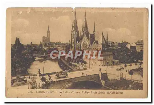 Strasbourg Ansichtskarte AK Pont des Vosges Eglise protestante et cathedrale